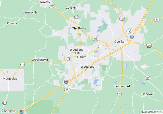 Google Map image for Auburn, Alabama
