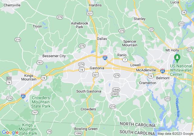 Google Map image for Gastonia, North Carolina