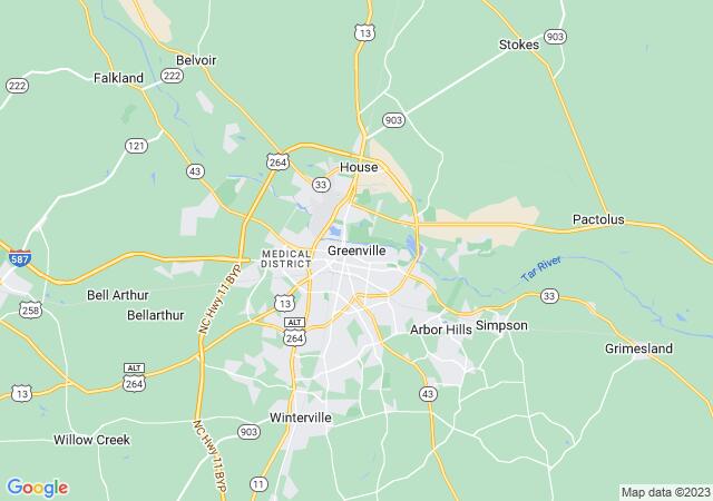 Google Map image for Greenville, North Carolina