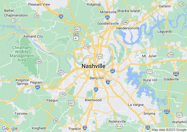 Google Map image for Nashville, Tennessee