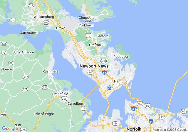Google Map image for Newport News, Virginia