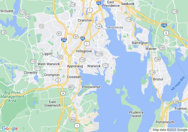 Google Map image for Warwick, Rhode Island