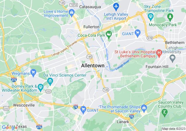 Google Map image for Allentown, Pennsylvania