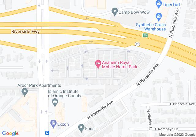 Google Map image for Anaheim Royal Mobile Home Park, California