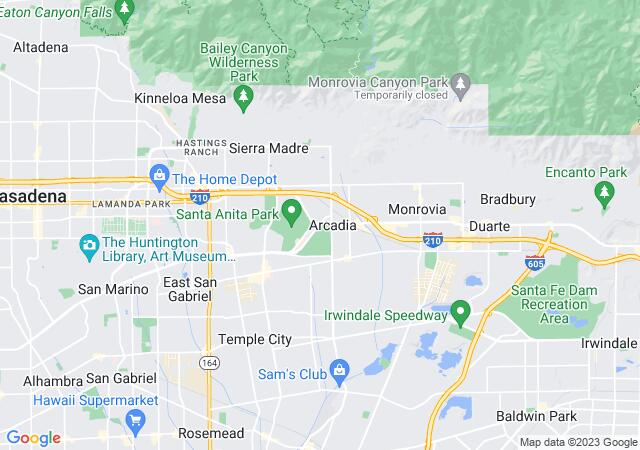 Google Map image for Arcadia, California