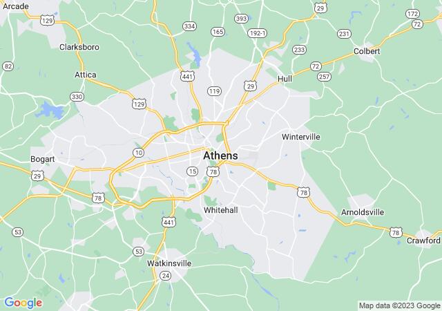 Google Map image for Athens, Georgia