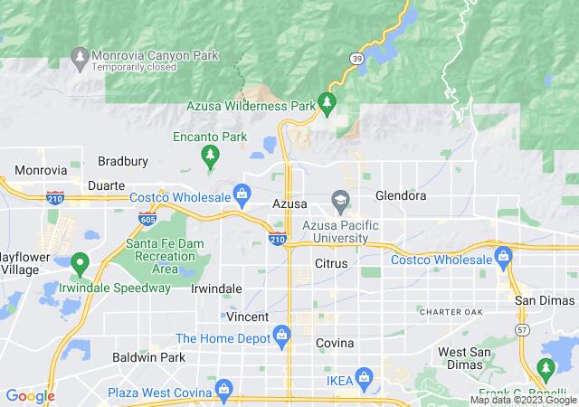 Google Map image for Azusa, California