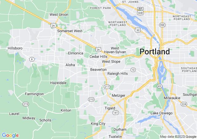 Google Map image for Beaverton, Oregon