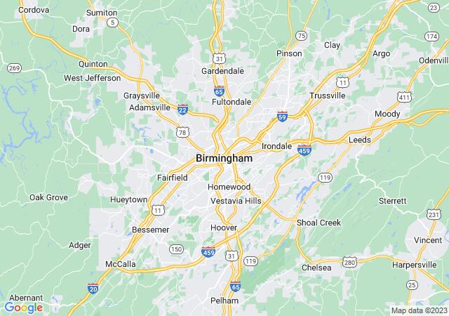 Google Map image for Birmingham, Alabama