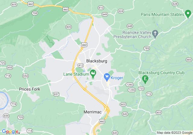 Google Map image for Blacksburg, Virginia