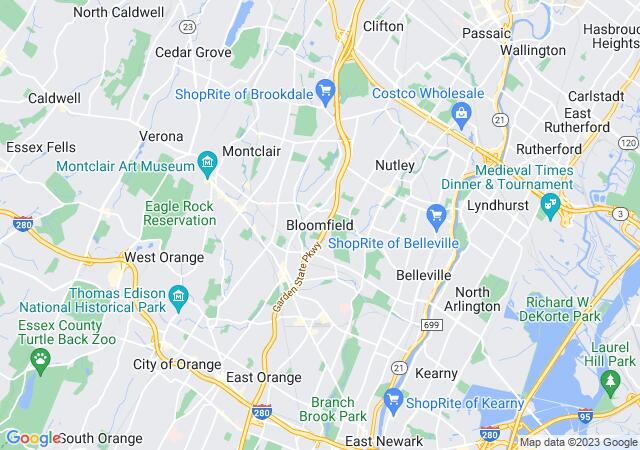 Google Map image for Bloomfield, New Jersey