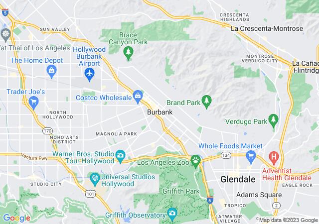 Google Map image for Burbank, California