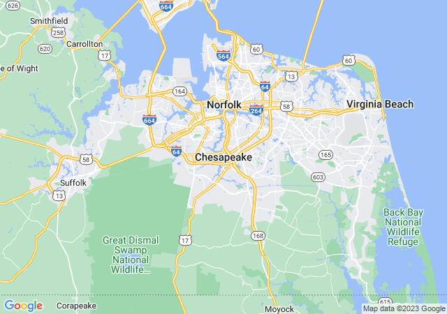 Google Map image for Chesapeake, Virginia