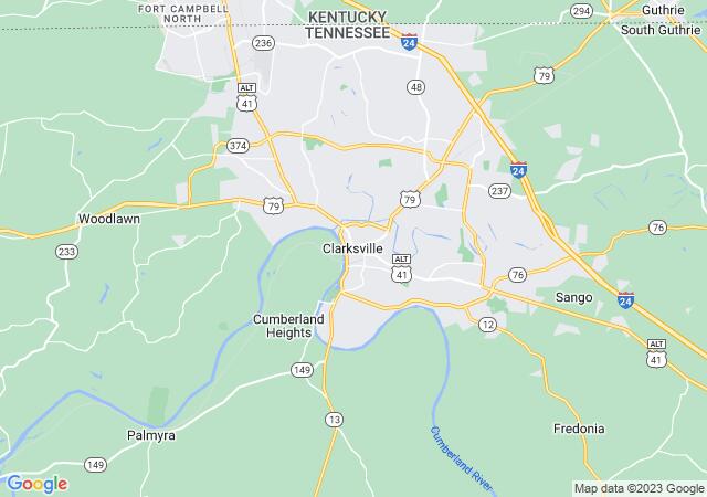 Google Map image for Clarksville, Tennessee