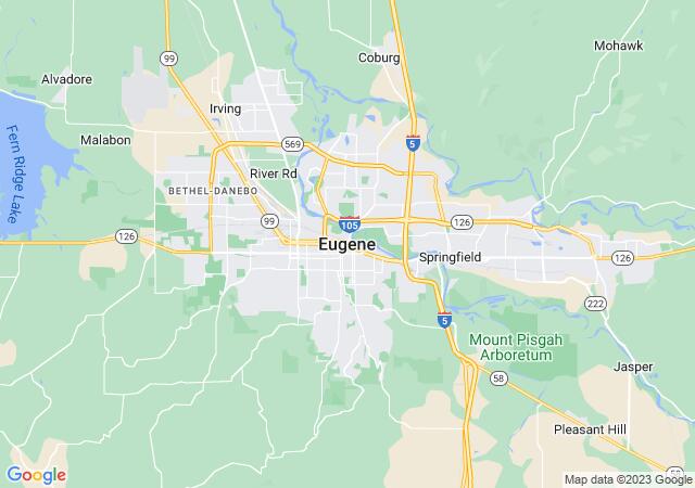 Google Map image for Eugene, Oregon