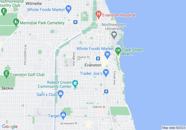 Google Map image for Evanston, Illinois