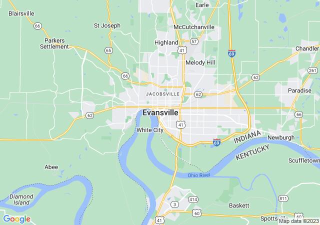 Google Map image for Evansville, Indiana