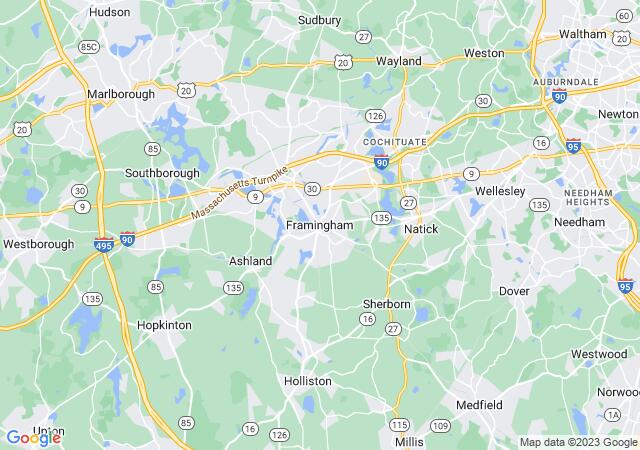 Google Map image for Framingham, Massachusetts