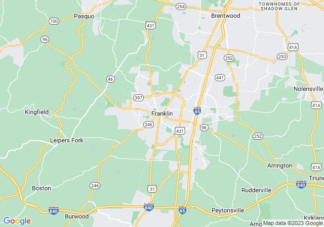 Google Map image for Franklin, Tennessee