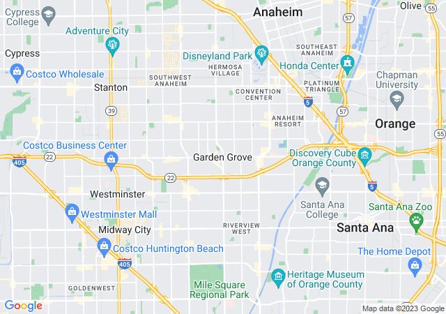 Google Map image for Garden Grove, California