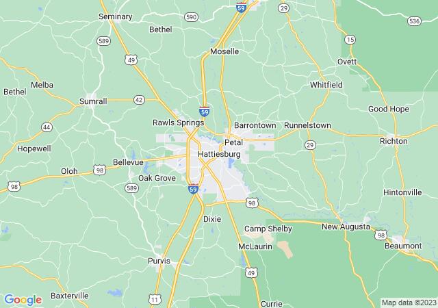 Google Map image for Hattiesburg, Mississippi