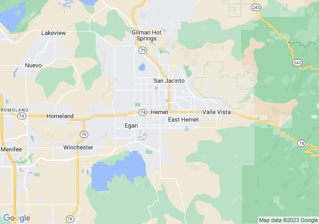 Google Map image for Hemet, California