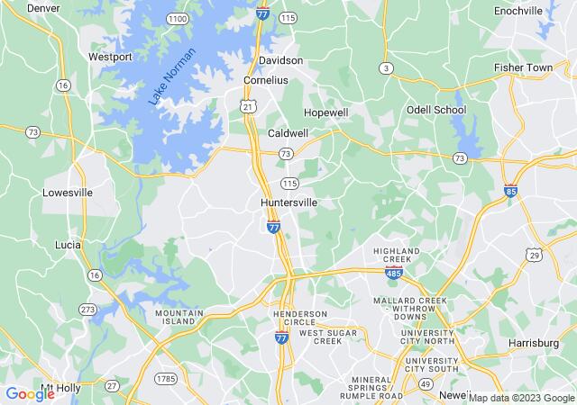 Google Map image for Huntersville, North Carolina