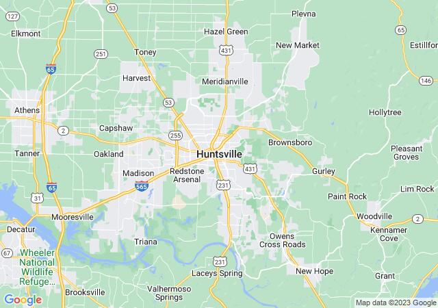 Google Map image for Huntsville, Alabama
