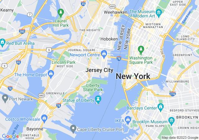 Google Map image for Jersey City, New Jersey