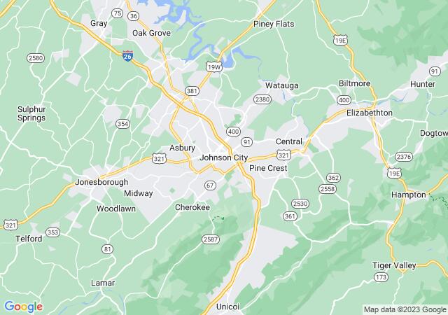 Google Map image for Johnson City, Tennessee
