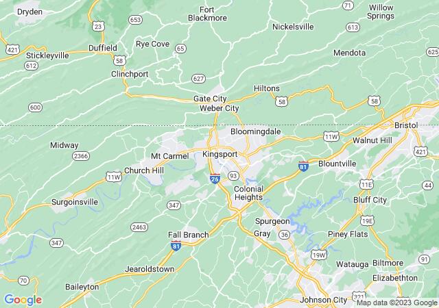 Google Map image for Kingsport, Tennessee