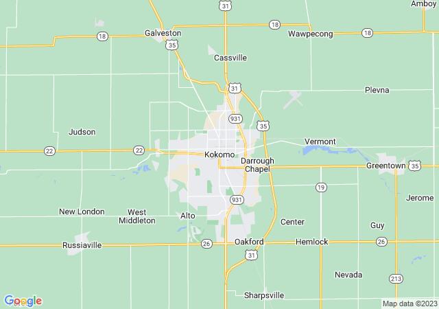 Google Map image for Kokomo, Indiana