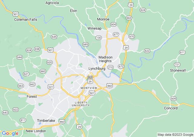 Google Map image for Lynchburg, Virginia