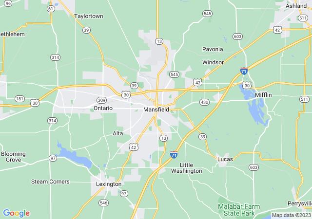 Google Map image for Mansfield, Ohio