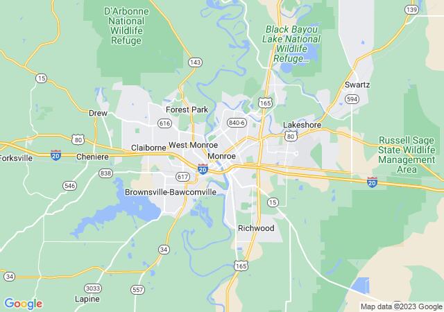 Google Map image for Monroe, Louisiana