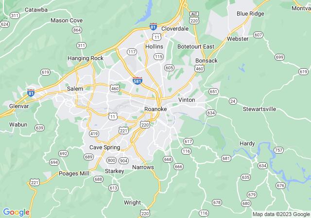 Google Map image for Roanoke, Virginia