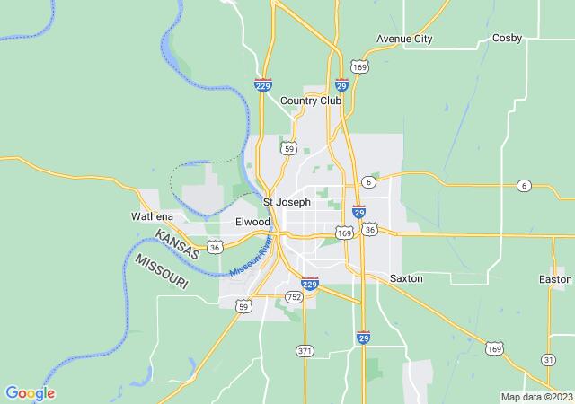 Google Map image for Saint Joseph, Missouri