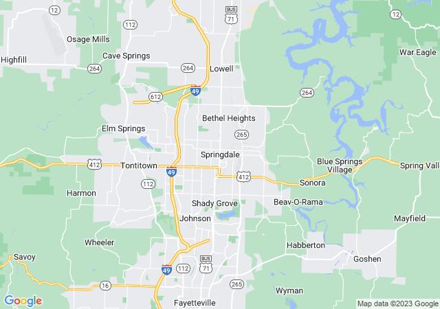 Google Map image for Springdale, Arkansas