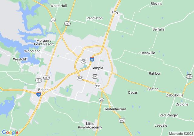 Google Map image for Temple, Texas