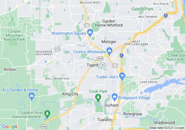 Google Map image for Tigard, Oregon