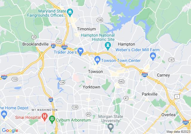 Google Map image for Towson, Maryland
