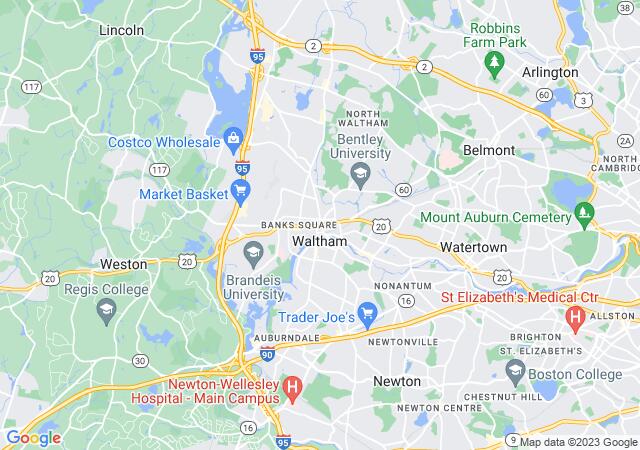 Google Map image for Waltham, Massachusetts