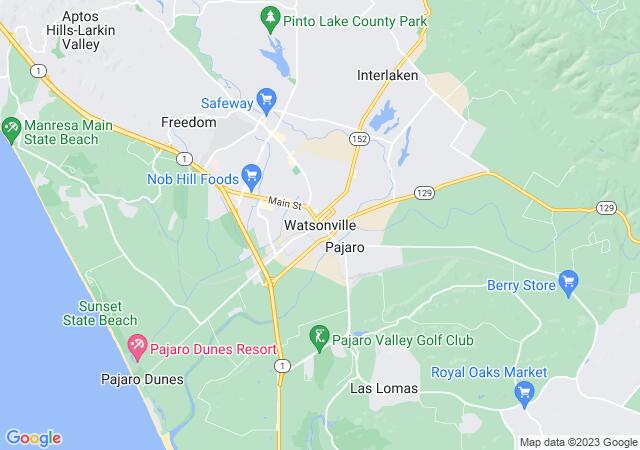 Google Map image for Watsonville, California
