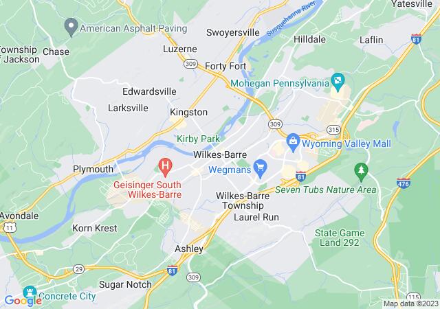 Google Map image for Wilkes-Barre, Pennsylvania