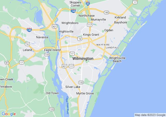 Google Map image for Wilmington, North Carolina